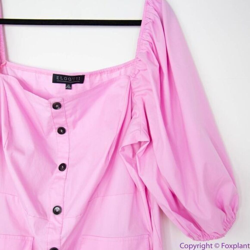 NEW Eloquii‎ pink Puff Sleeve Dress with Pocket Detail, 20 - Picture 10 of 16